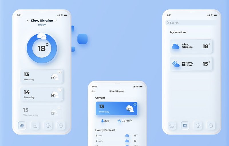 Neumorphism UIUX Weather App on