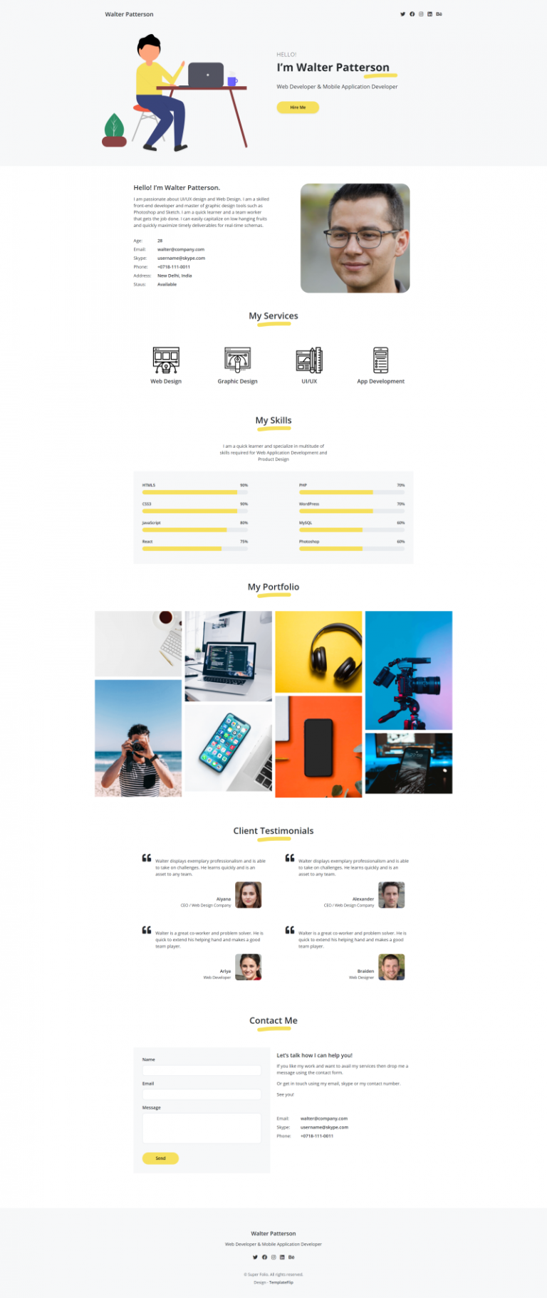 Free Portfolio HTML Template built with Bootstrap - Super Folio - Super ...