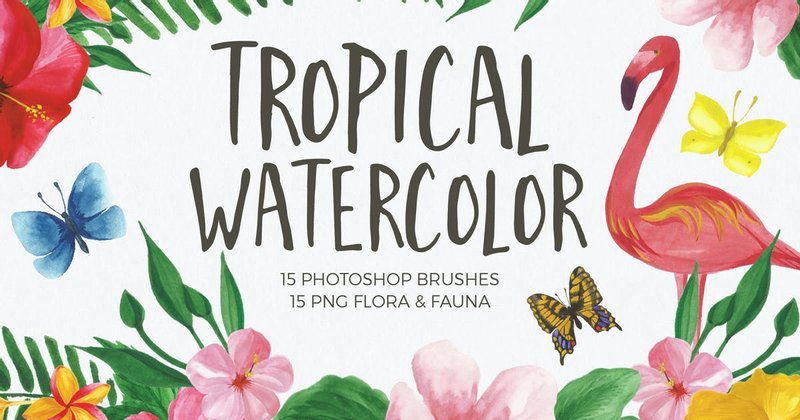 Tropical Watercolor Brushes for Photoshop