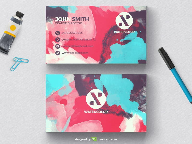 creative watercolor business card psd