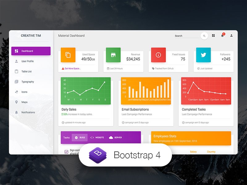 Material Dashboard Free Bootstrap