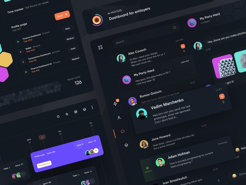 Task Manager Dark UI Design Concept by Vadim