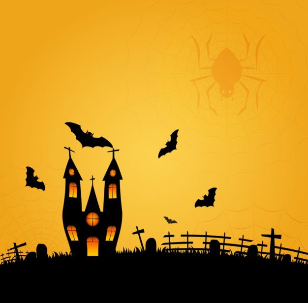 halloween background with flying bats