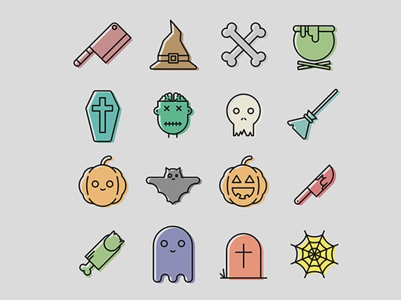 sweet halloween icons set