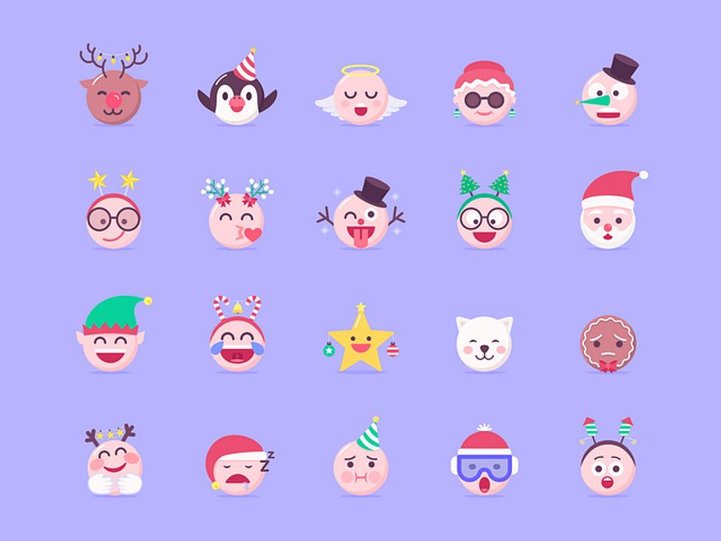 Christmas Avatars Emojis Free vector