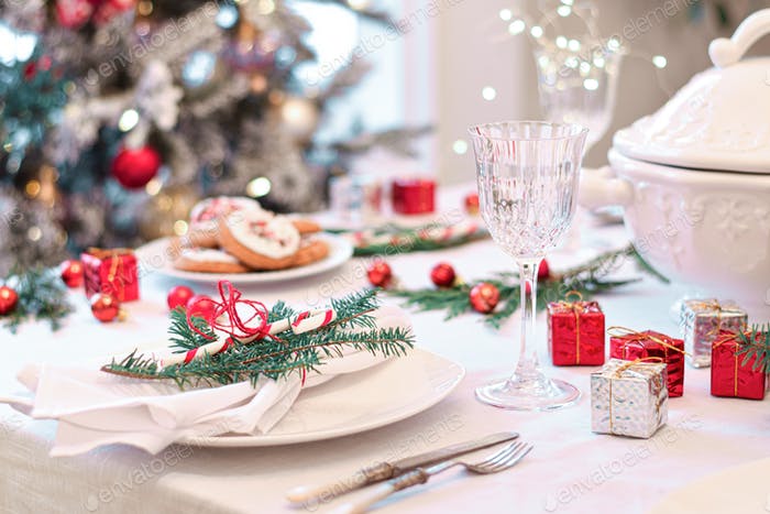 christmas dinner setting image