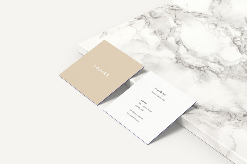 free square business card mockup