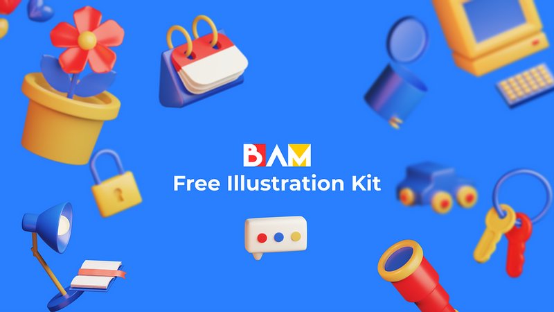 bam free colorful d illustration kit