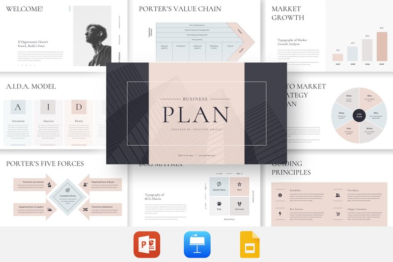 business plan minimal powerpoint keynote
