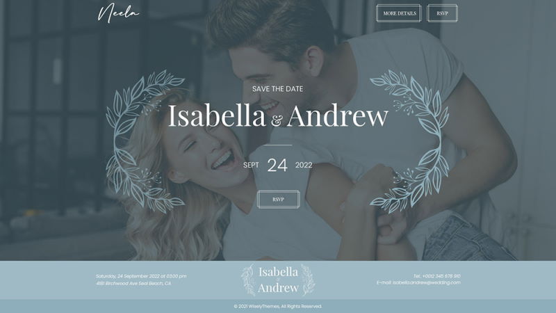 neela one page multi page wedding template