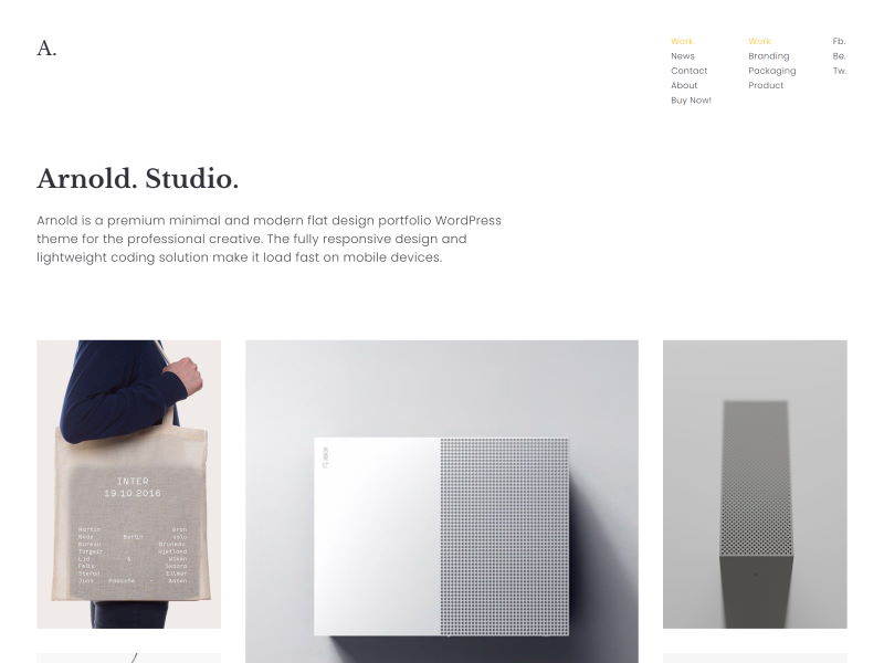 arnold minimal portfolio wordpress theme