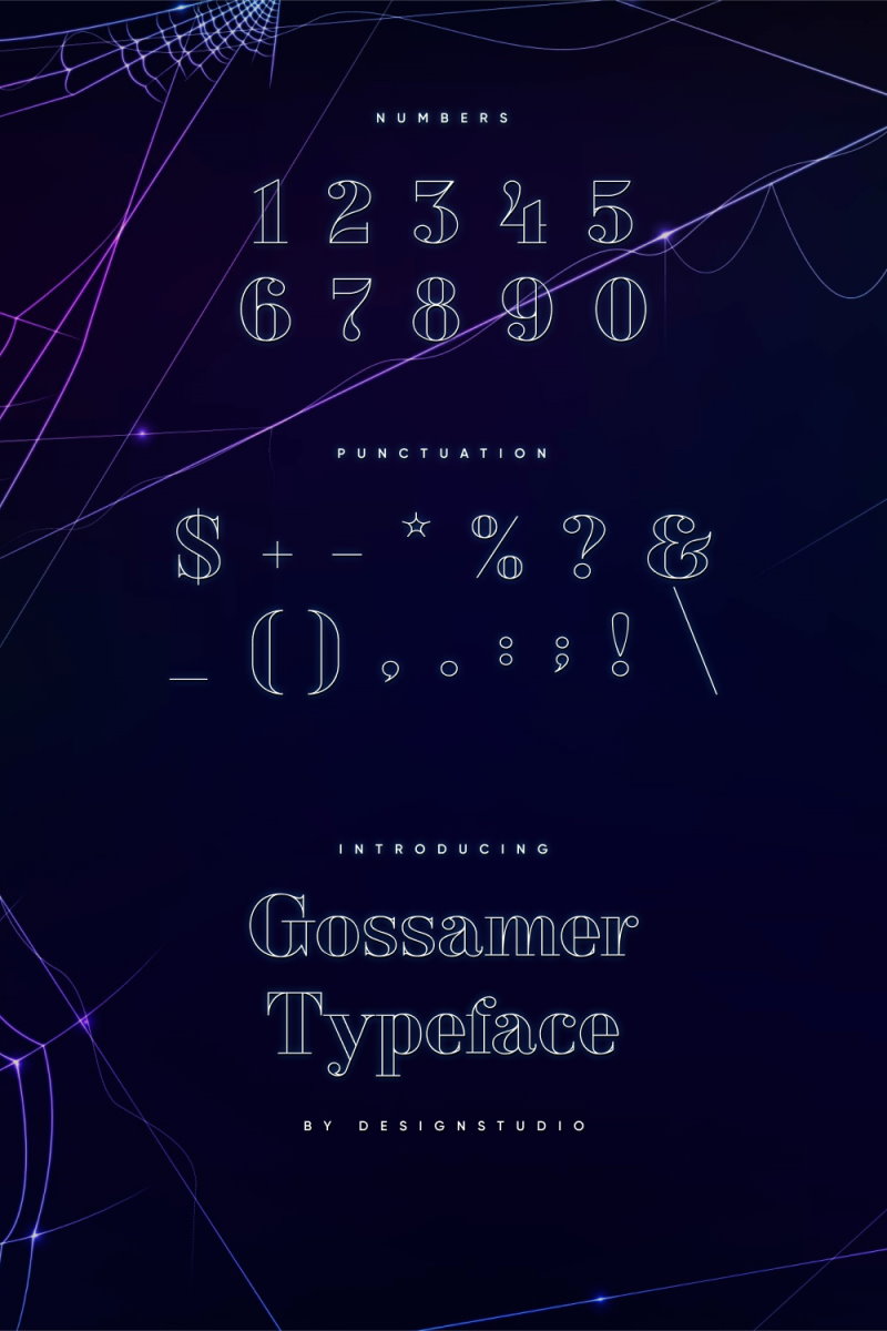 gossamer outline serif font numbers punctuation