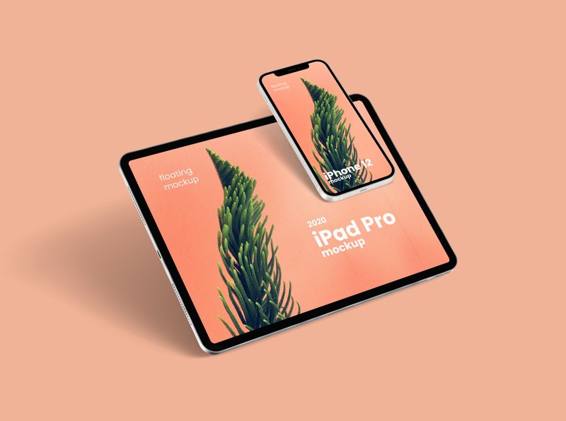 floating iphone ipad free mockup