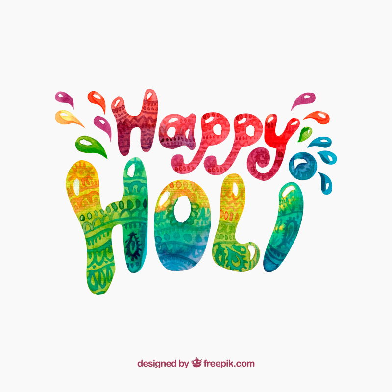 beautiful happy holi card with watercolor design