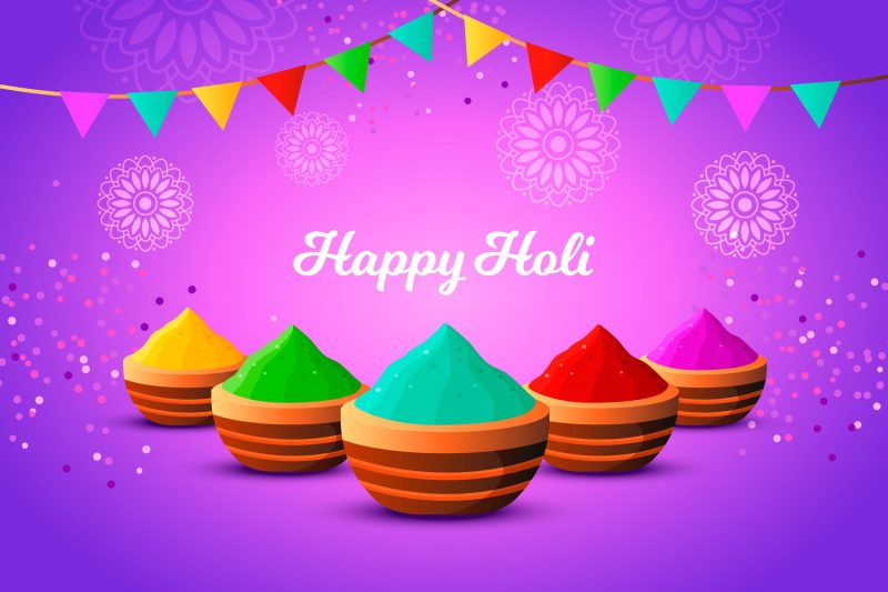 festive happy holi background with gulal