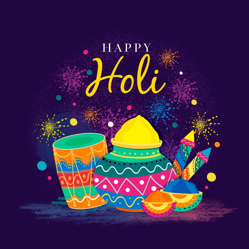 hand drawn colorful holi background