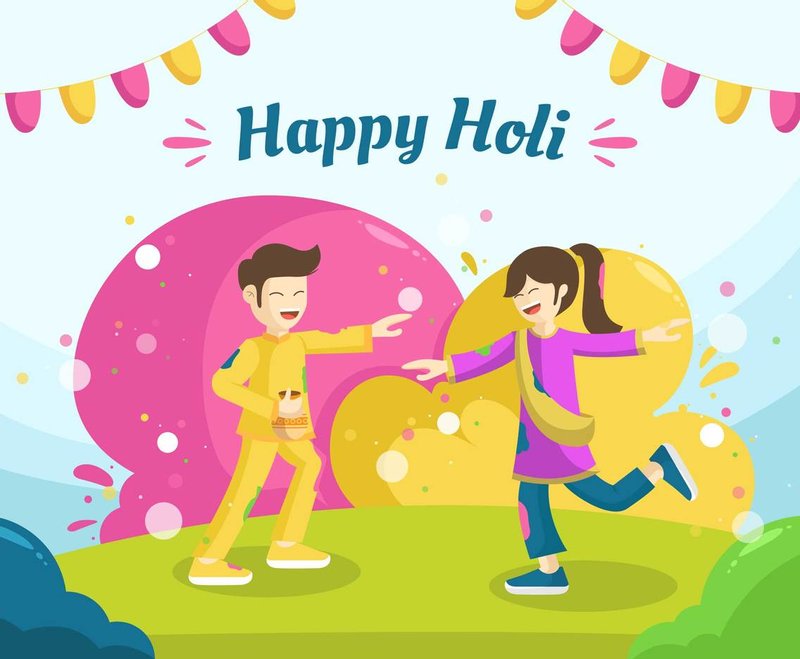 people playing holi greeting card