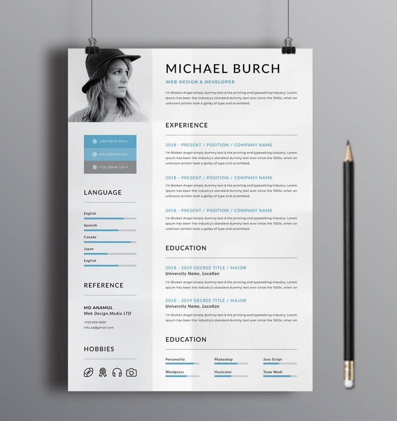 free clean resume template A