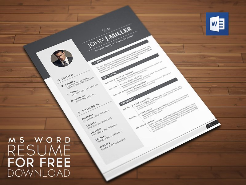 free word resume template