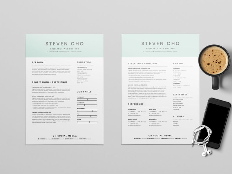 frelancer resume template word indesign