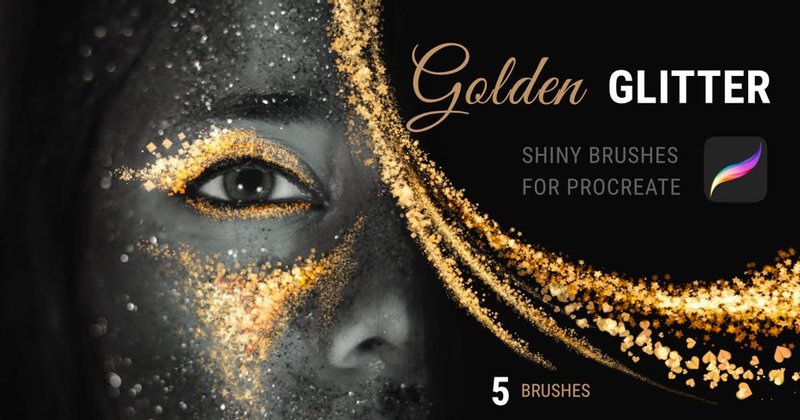 golden glitter brushes procreate