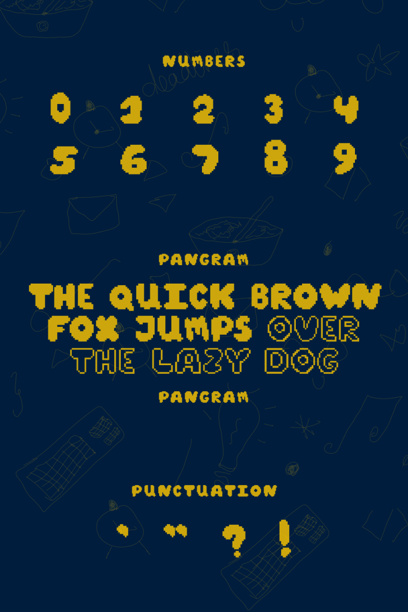 lullaby pixel font numbers punctuation