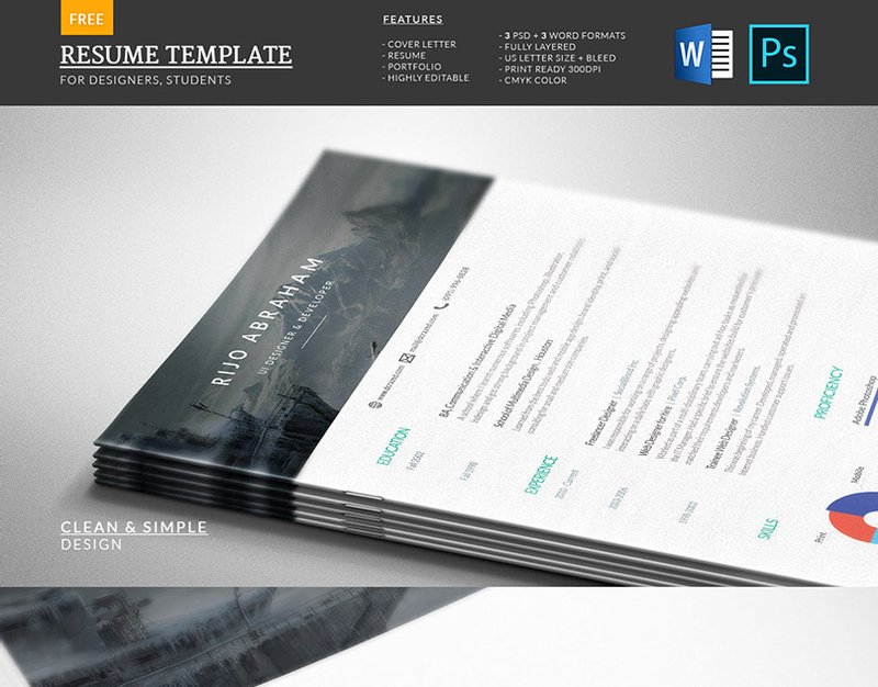 Clean Modern Resume Template 4 Page CV Template Cover Letter References for  MS Word Instant Digital Download Resume Template Word 