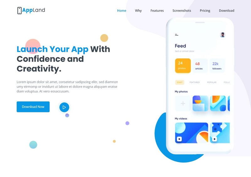 app land free app landing page template