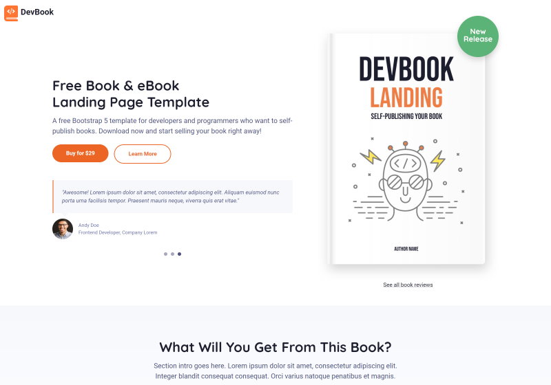 book ebook landing page template free