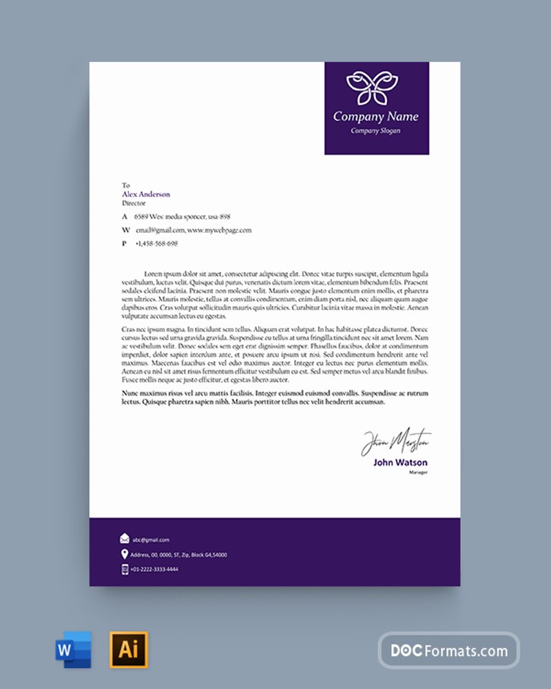 purple white simple company letterhead word