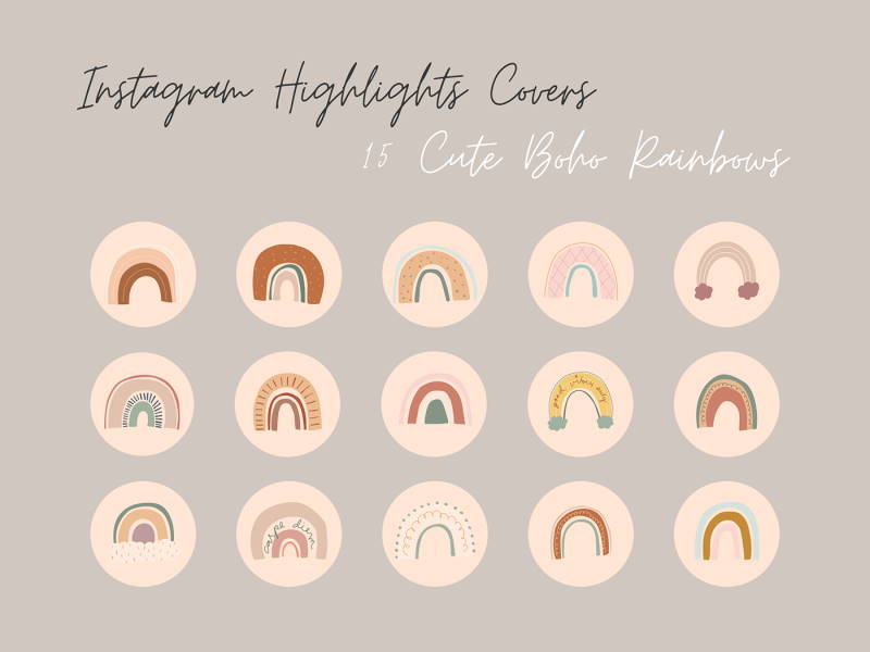 boho rainbows free instagram highlight icons