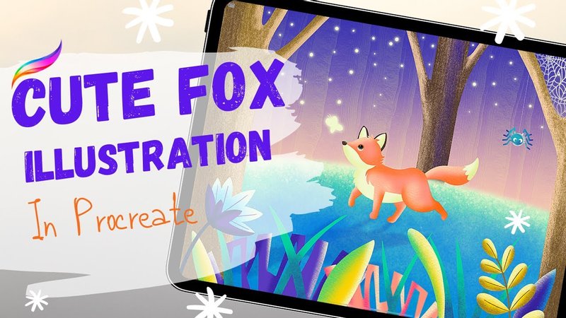 draw cute fox illustration procreate