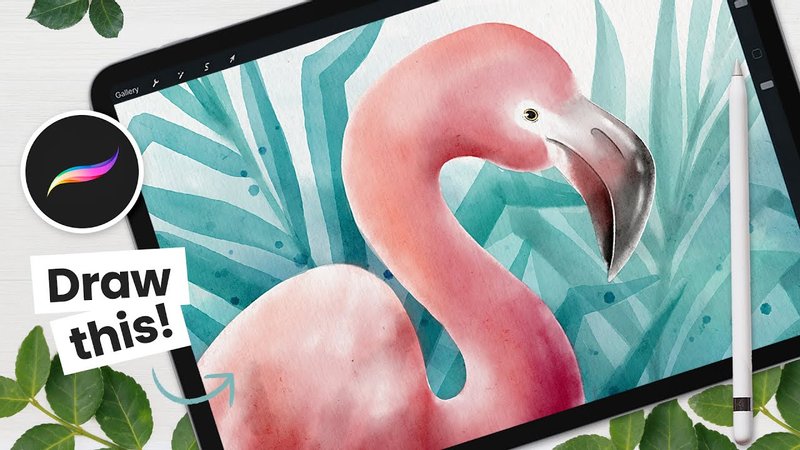 draw watercolor flamingo procreate tutorial