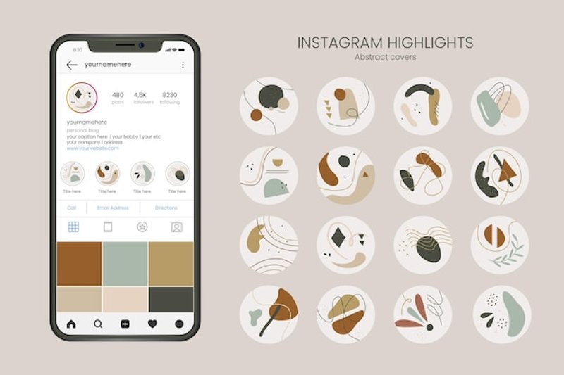 free abstract instagram highlight icons vector