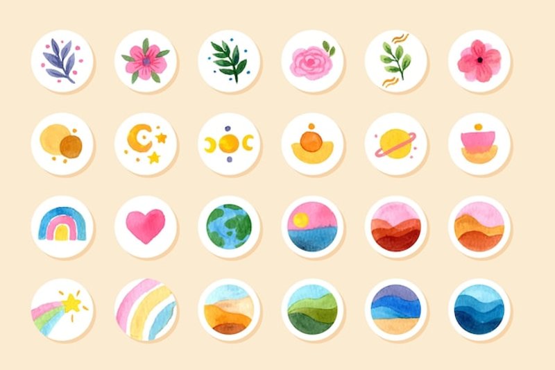 free watercolor instagram highlights icons
