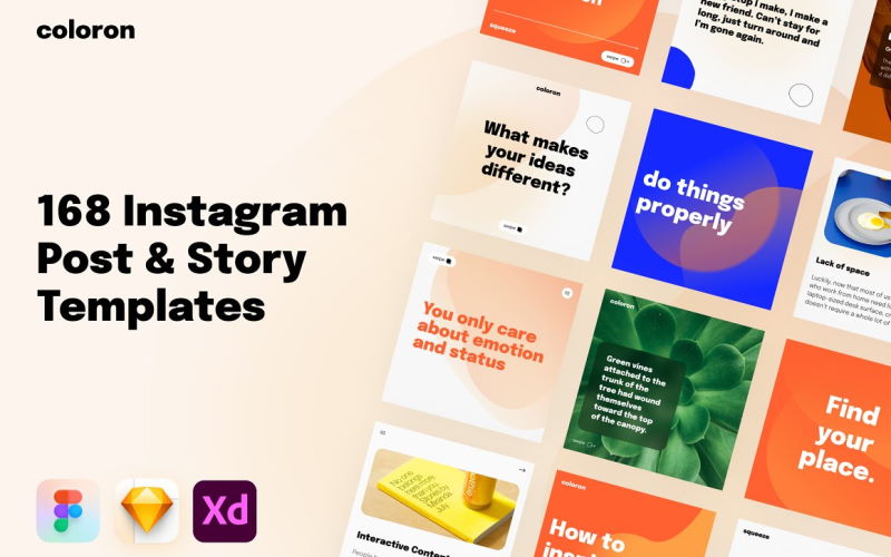 coloron creative instagram post story vector templates