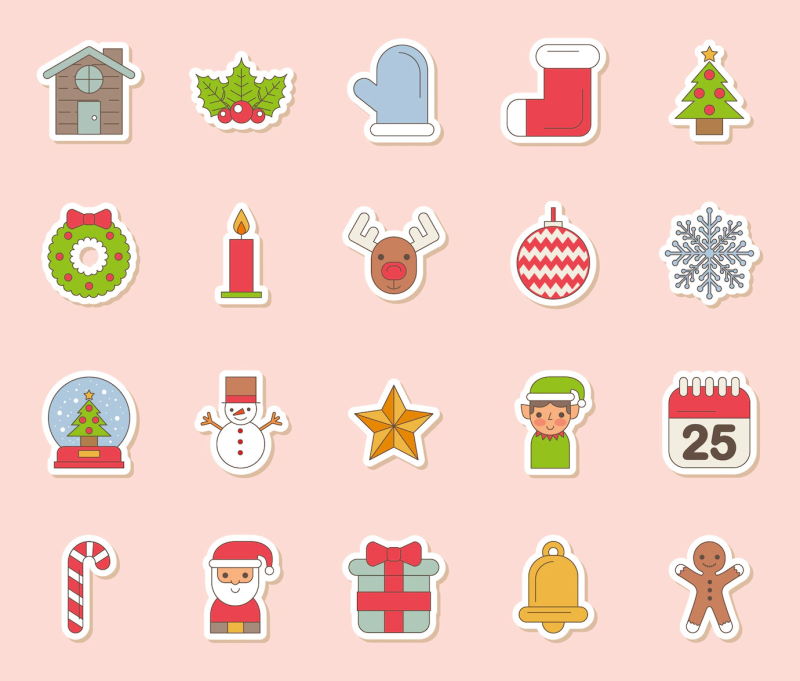 merry christmas icons free bundle