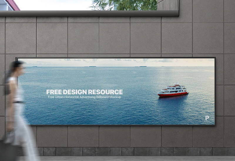 urban horizontal billboard mockup free