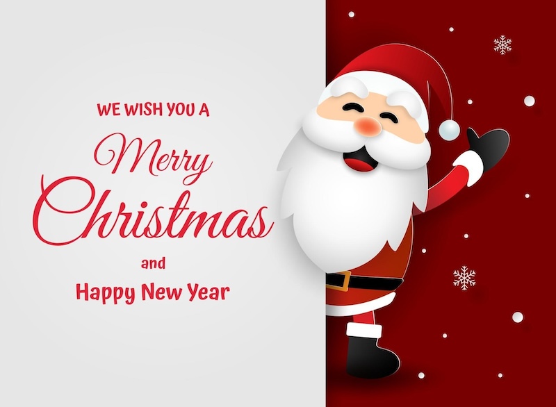 christmas card with santa claus free vector