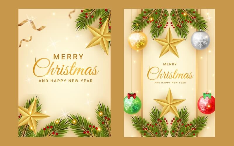 realistic christmas greeting cards vector