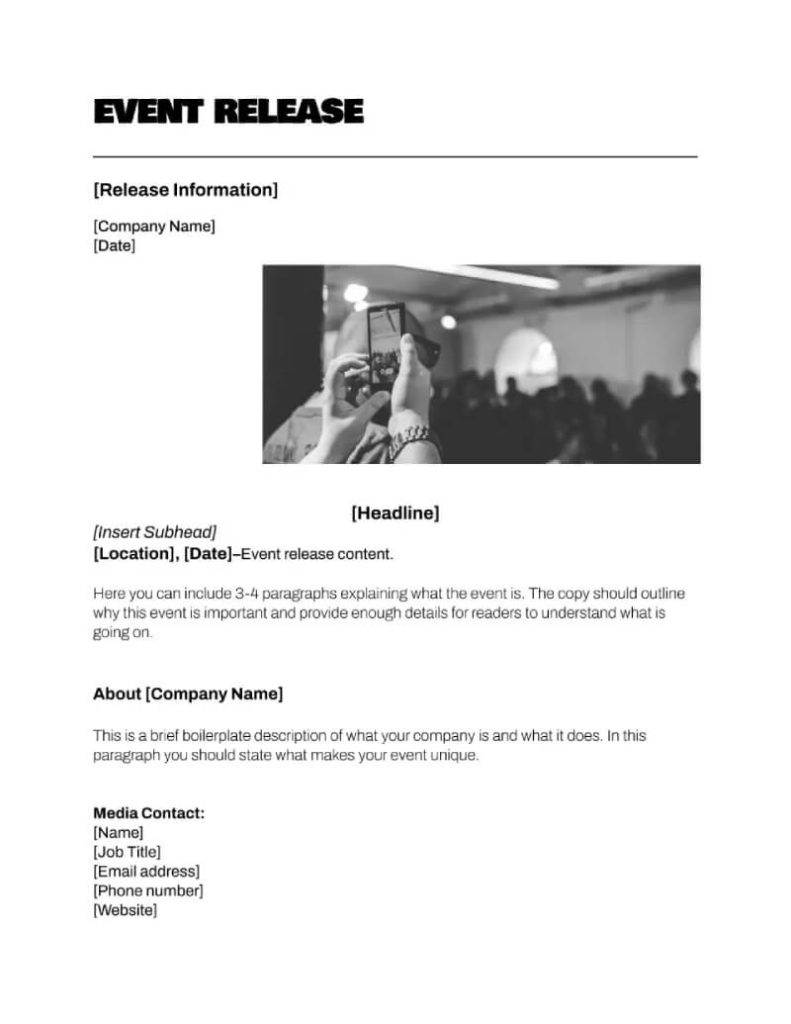 Event Press Release Template