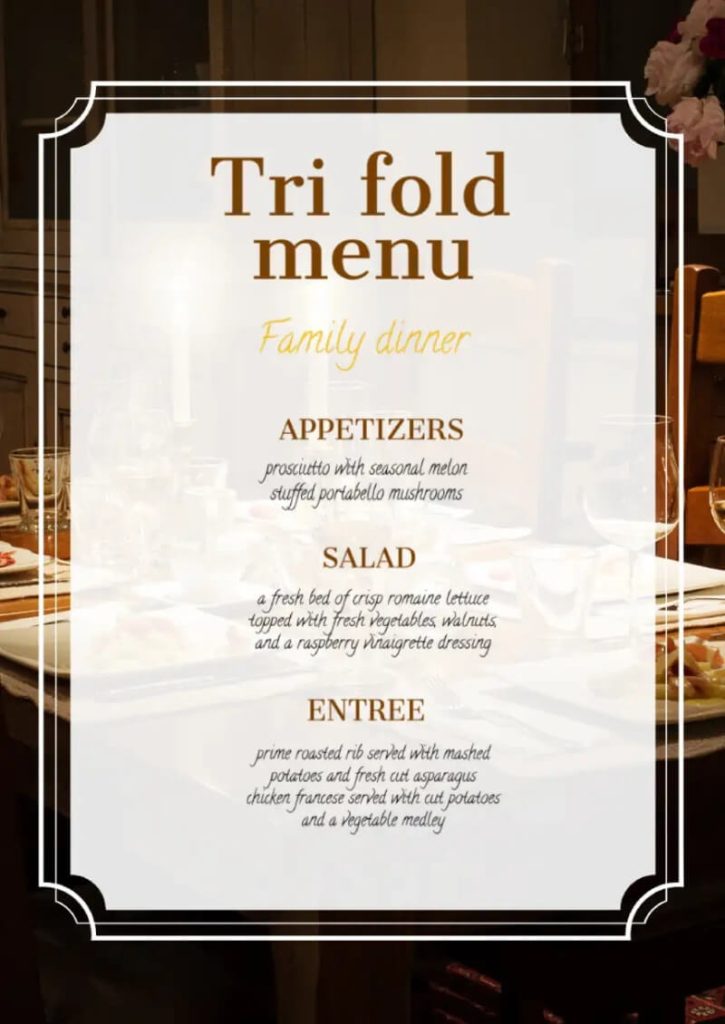 Menu TriFold Template