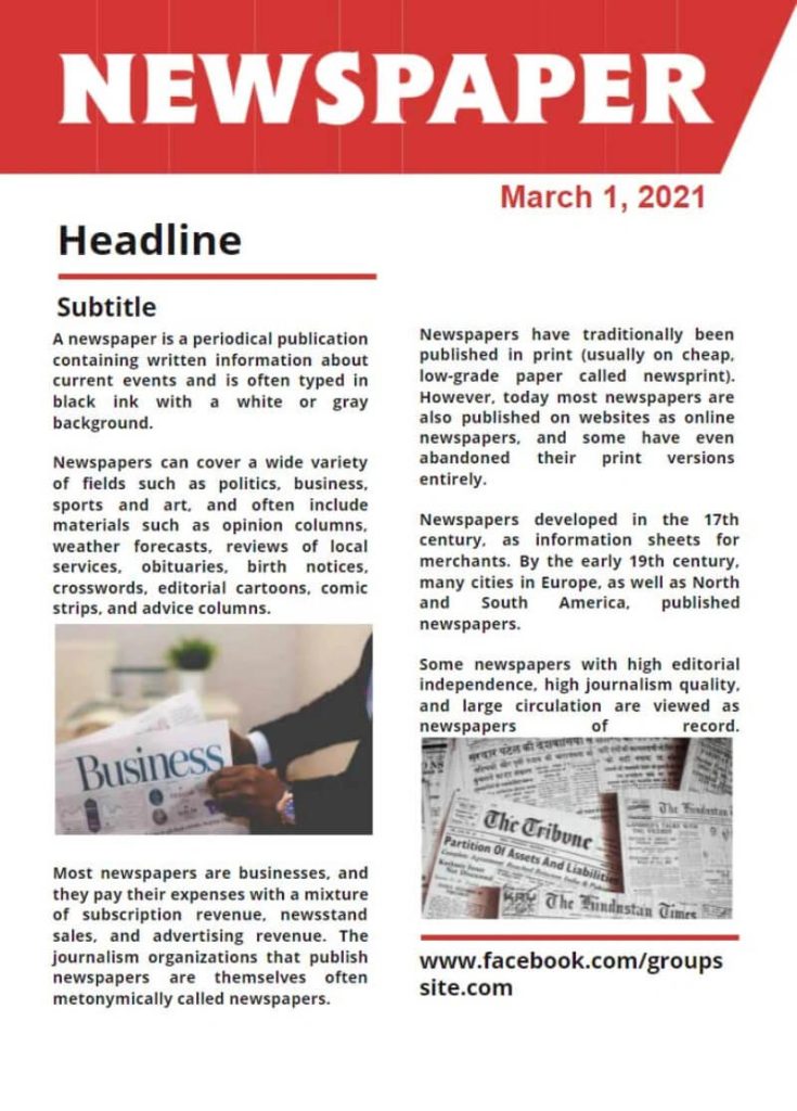 Newspaper Front Page Template