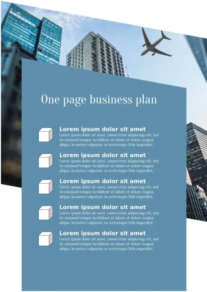 One Page Business Plan Template