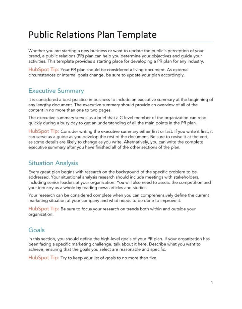 PR Plan Template