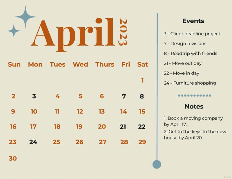 Simple April Calendar Template