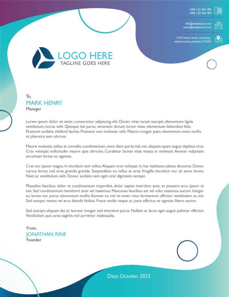 free aquaflow professional letterhead template word