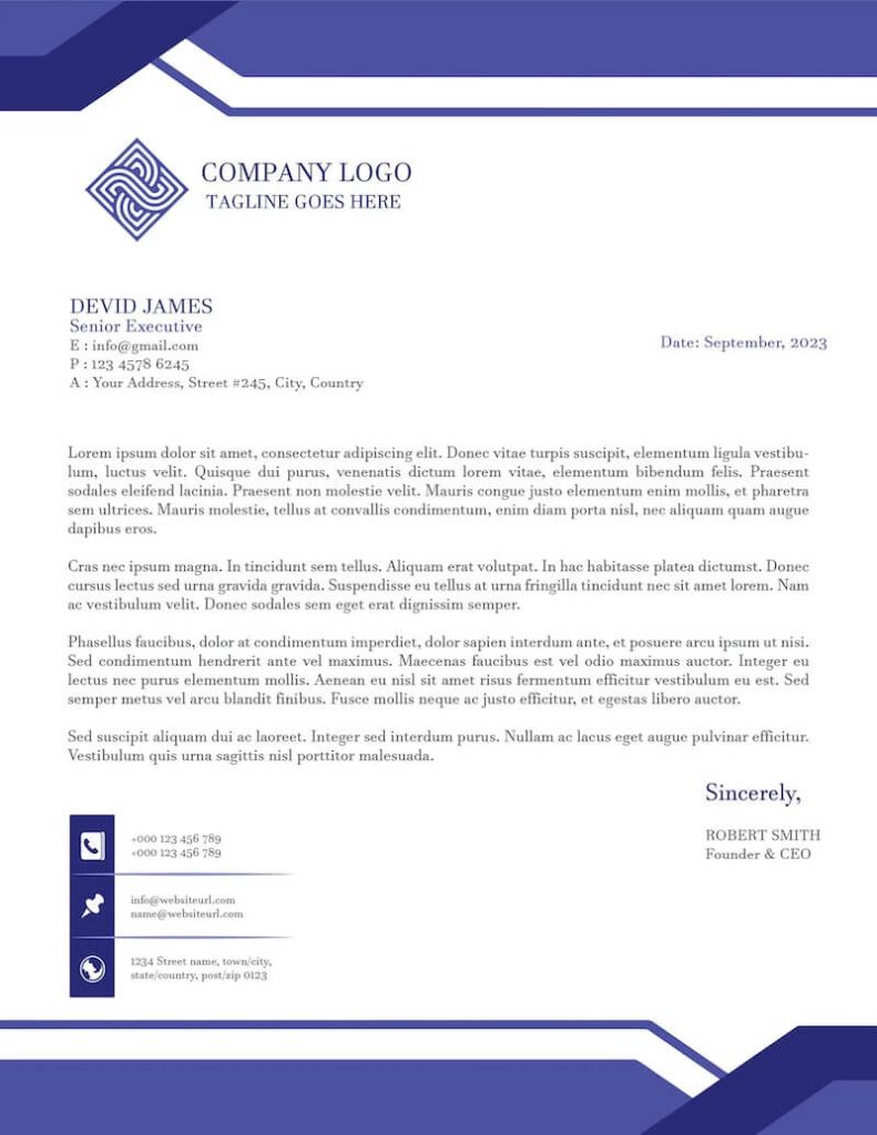 free blue labyrinth executive letterhead design