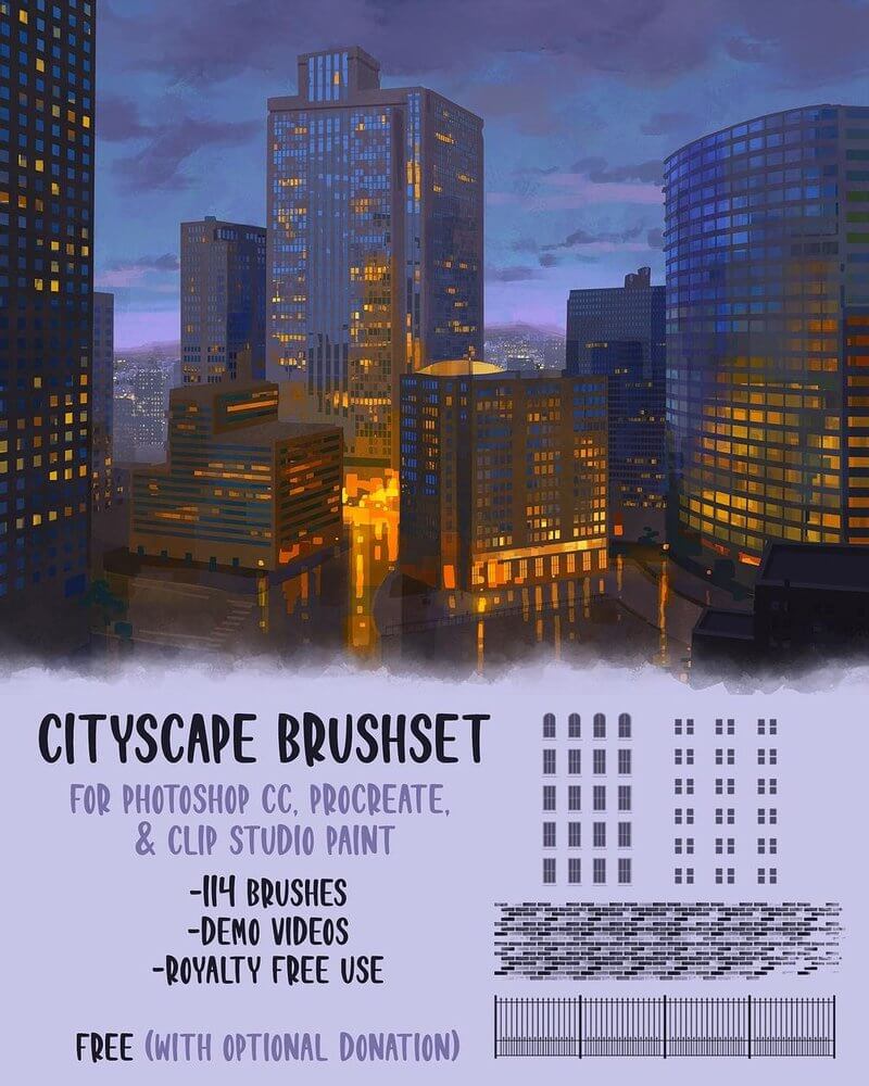 free cityscape brushset procreate