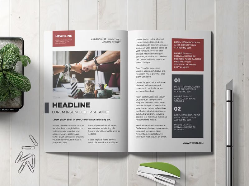 a magazine on table mockup psd free